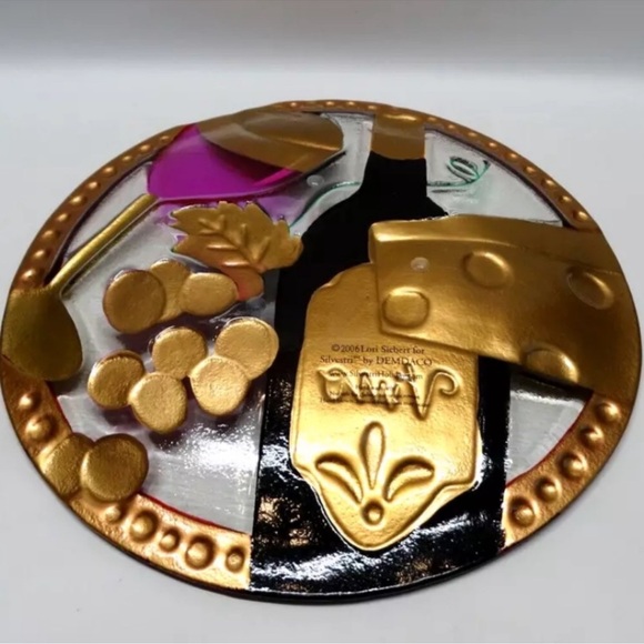 Lori Siebert by Silvestri Glass Fusion Wine & Cheese Design 11" Plate - Picture 7 of 8